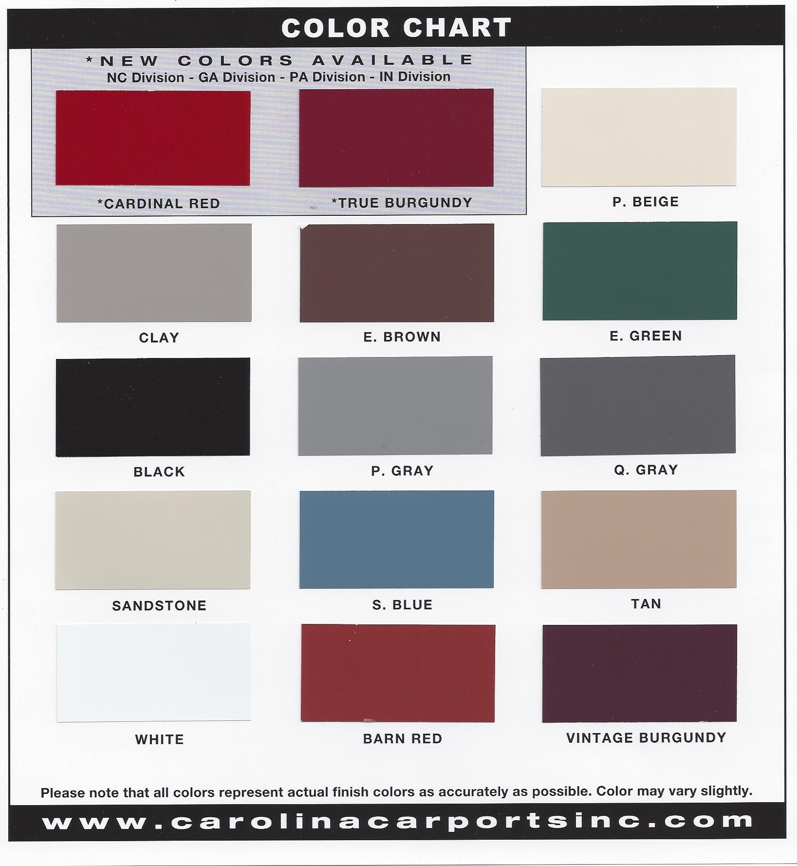 Steel Building Colors Charts